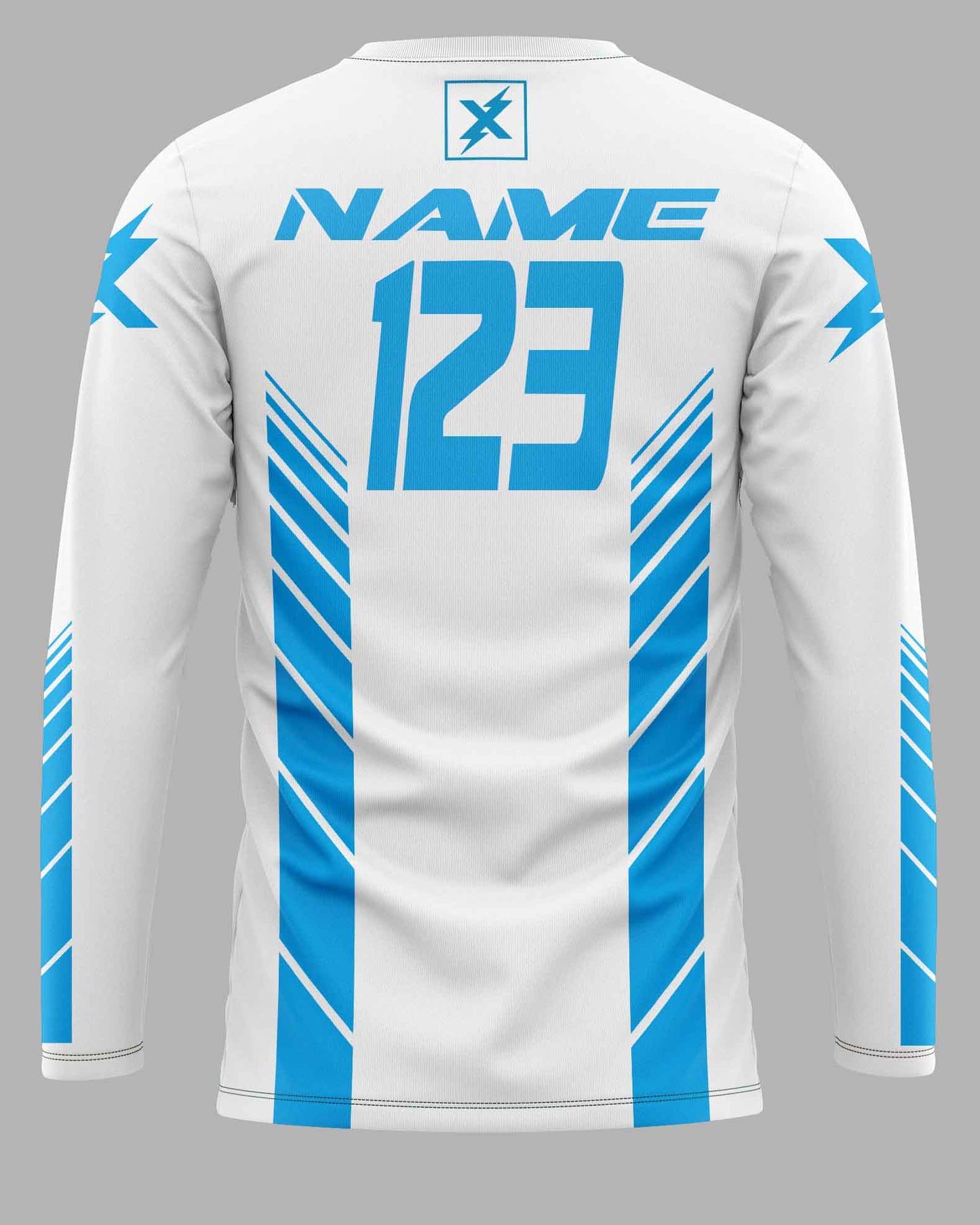 Jersey Speed Lines White/Cyan - FREE Custom Sublimation